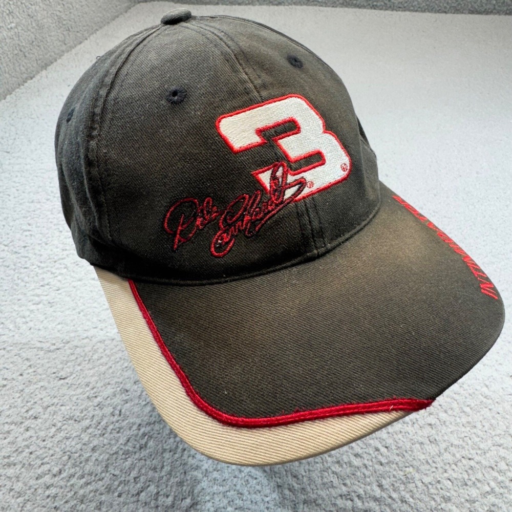 Dale Earnhardt Hat Cap Strap Back Mens Black Nascar Racing Intimidator GM Chase